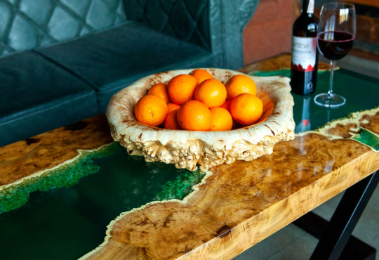 Poplar Wooden Fruit Bowl Hand Carved